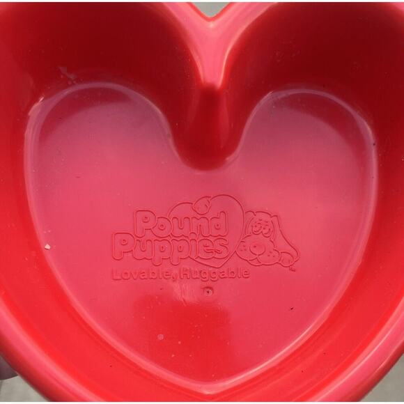 VTG Tonka Pound Puppies Heart Red Feeding Dish Food Water Bowl Plastic - Picture 3 of 3